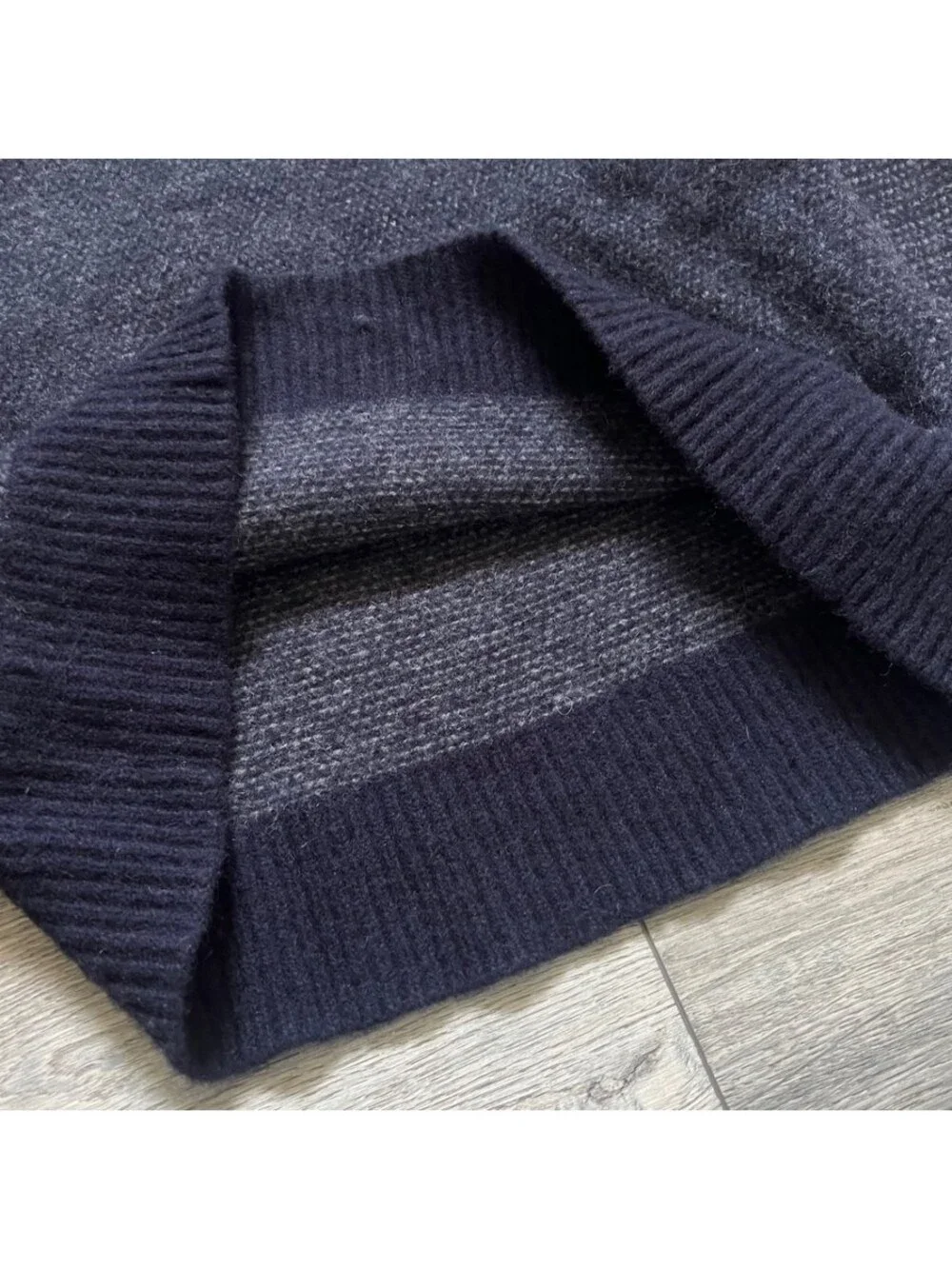 J.Crew Women's L Pullover Crewneck Wool Sweater Navy Waffle Knit 100% Lambswool